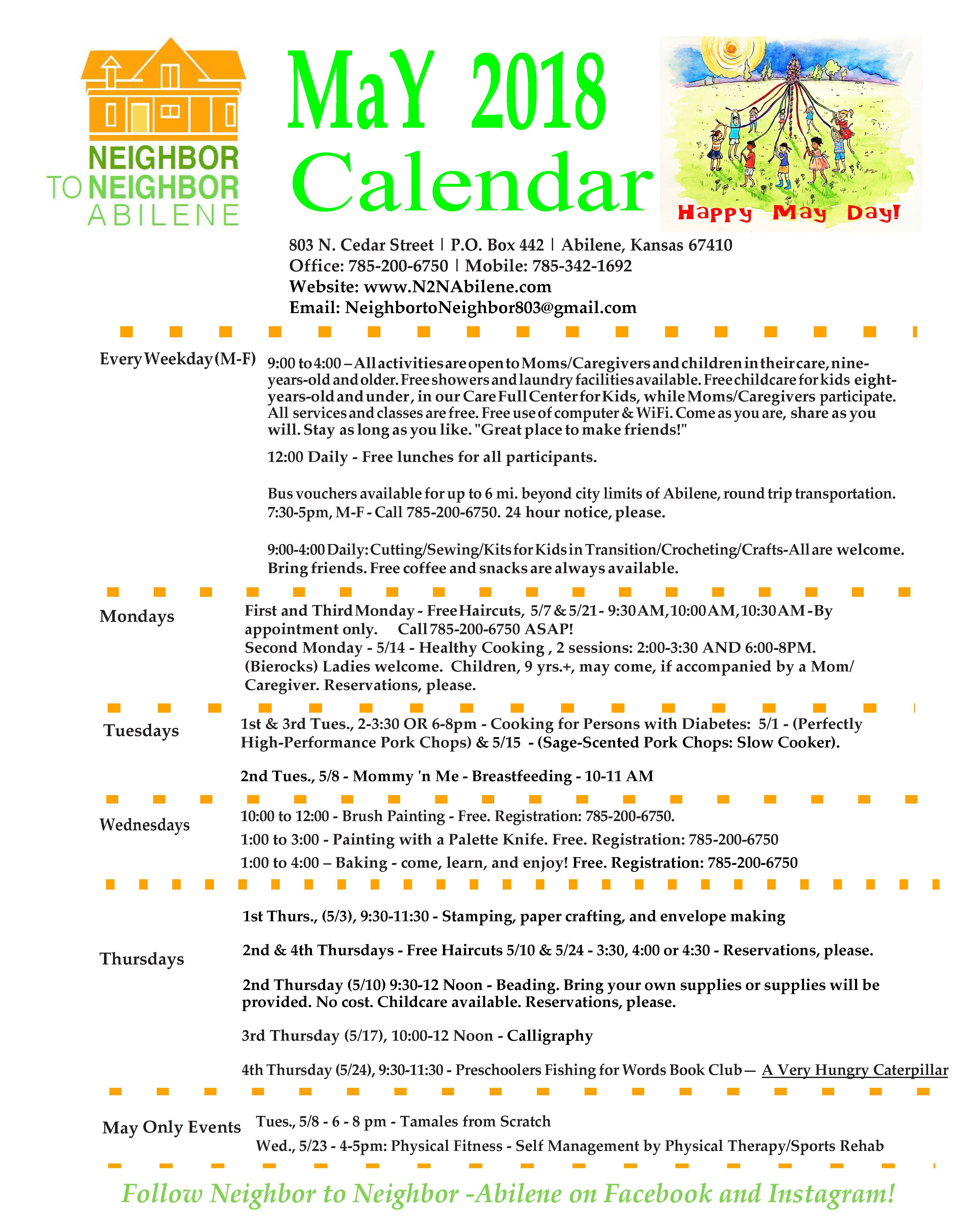 Calendar of Events Neighbor To NeighborAbilene